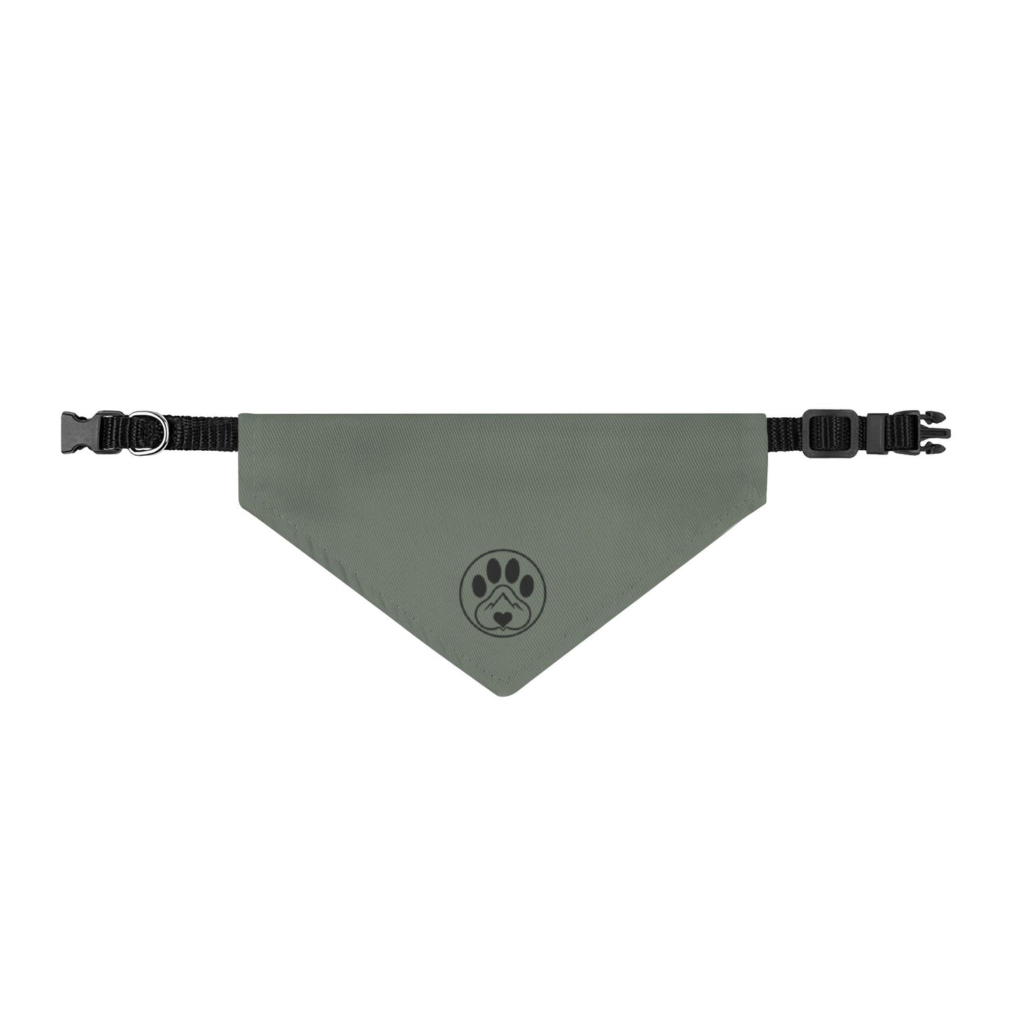 Clip-On Pet Bandana — Olive Paw Print Dog Bandana Collar Accessory
