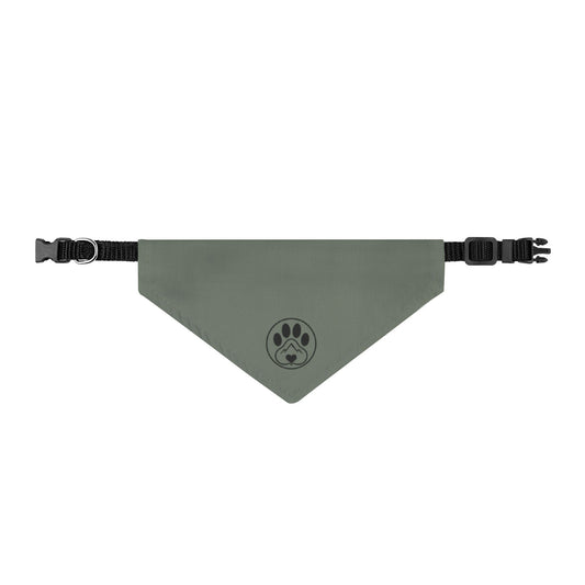 Clip-On Pet Bandana — Olive Paw Print Dog Bandana Collar Accessory