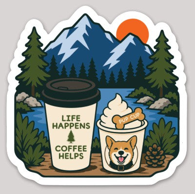 Life Happens, Coffee Helps Sticker
